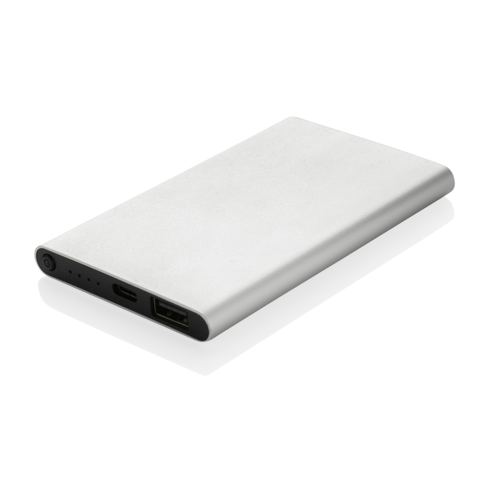 4.000mAh Type-C Powerbank aus RCS recyeltem ABS & Aluminium - silber (± PMS 428)