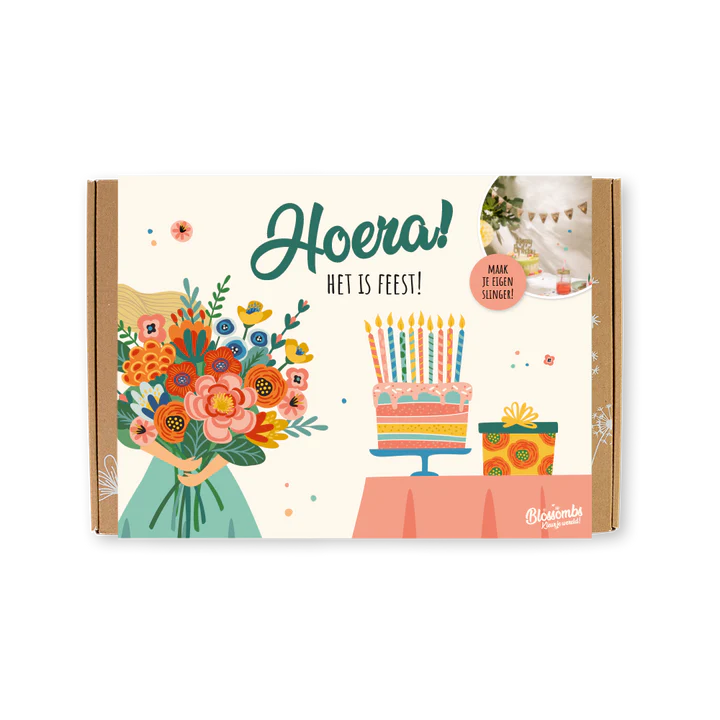 Blossombs Blumenbombe -  Giftbox DIY Girlande - Hoera het is feest