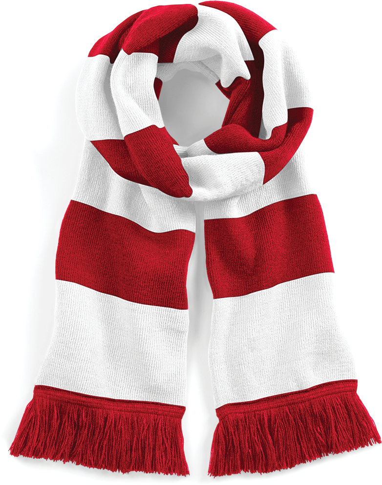 B479 - Streifenschal Stadium - Classic Red / White
