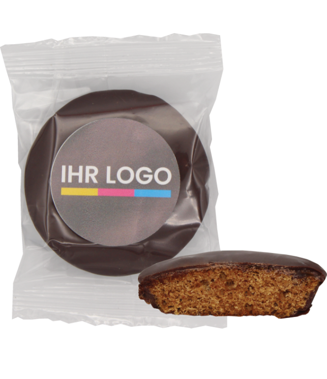 1er Lebkuchen Zartbitter mit 4c bedrucktem Sticker