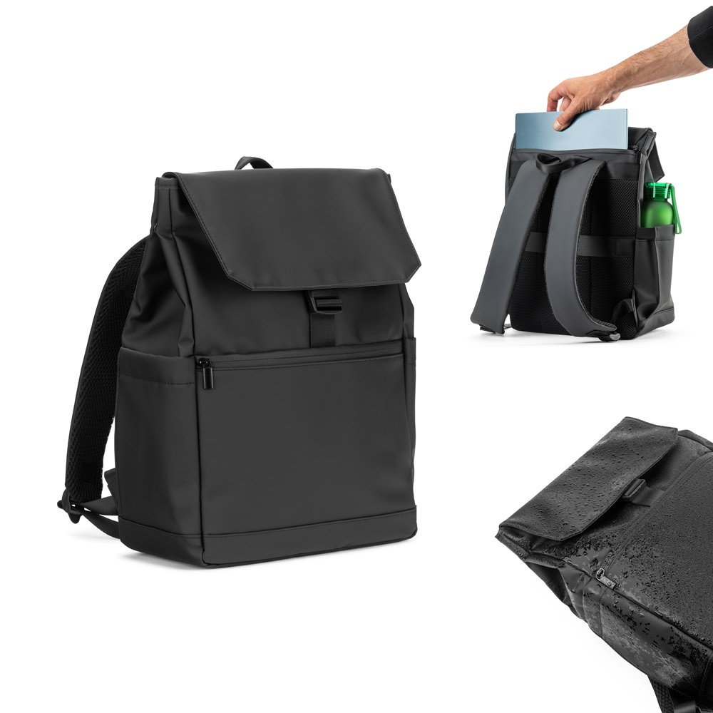 AZORES BAG. Laptop-Rucksack (16") aus PU, mit Klappe, die alle Fächer abdeckt