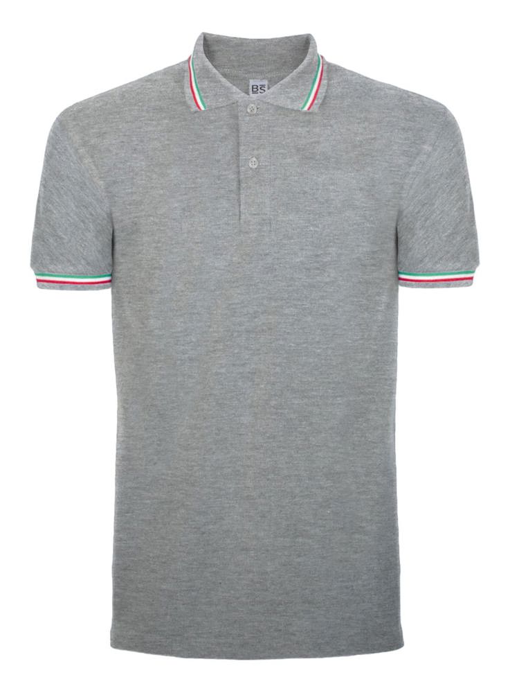 BS Italy Polo, 200 g/m2, 100 % Baumwolle - Grau-meliert (PMS Cool Grey 7C)