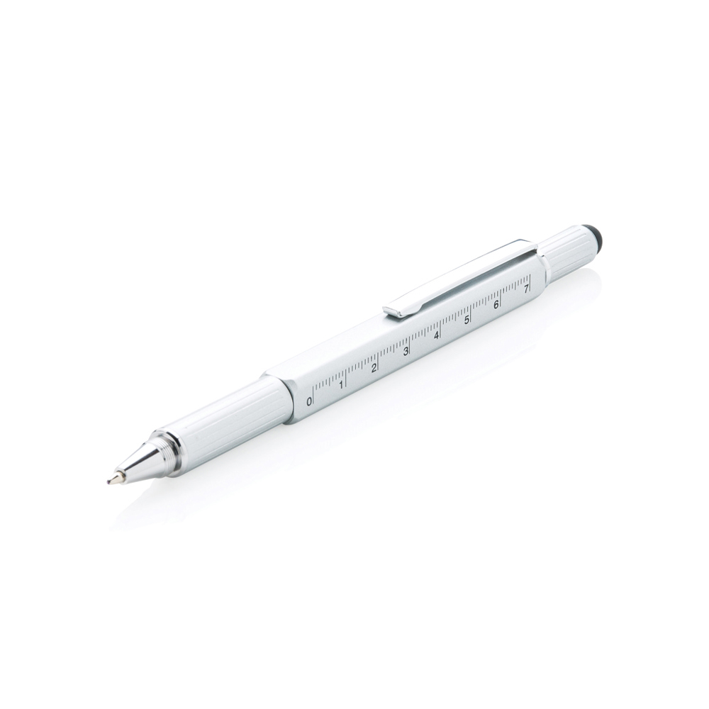 5-in-1 Aluminium Tool-Stift - grau (± PMS 877)