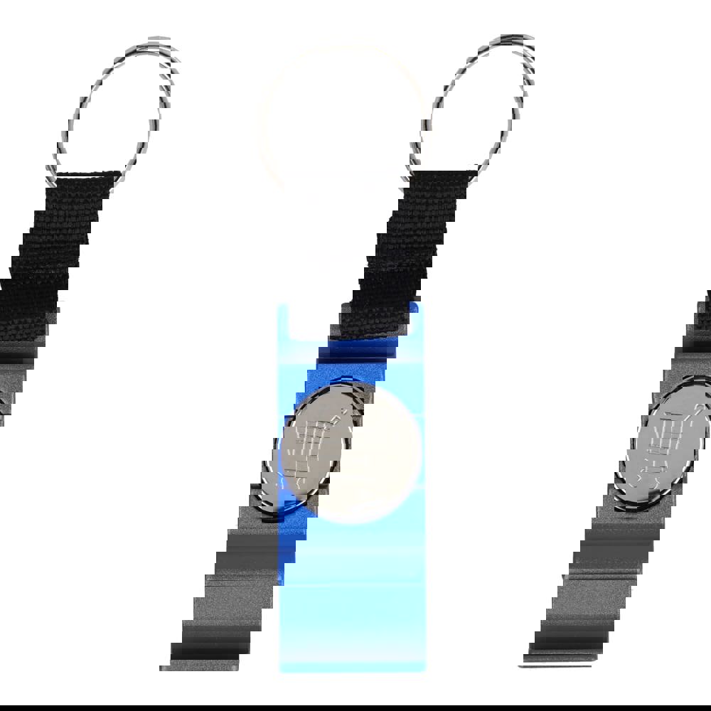 3-in-1-Flaschenöffner-Schlüsselanhänger-Einkaufswagenchip - blau