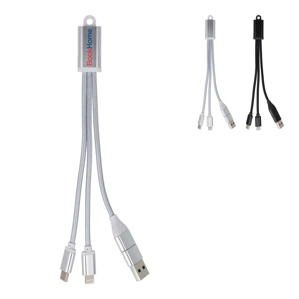 2-in-1-Ladekabel USB-A/C zu USB-C &amp; Lightning Aluminium
