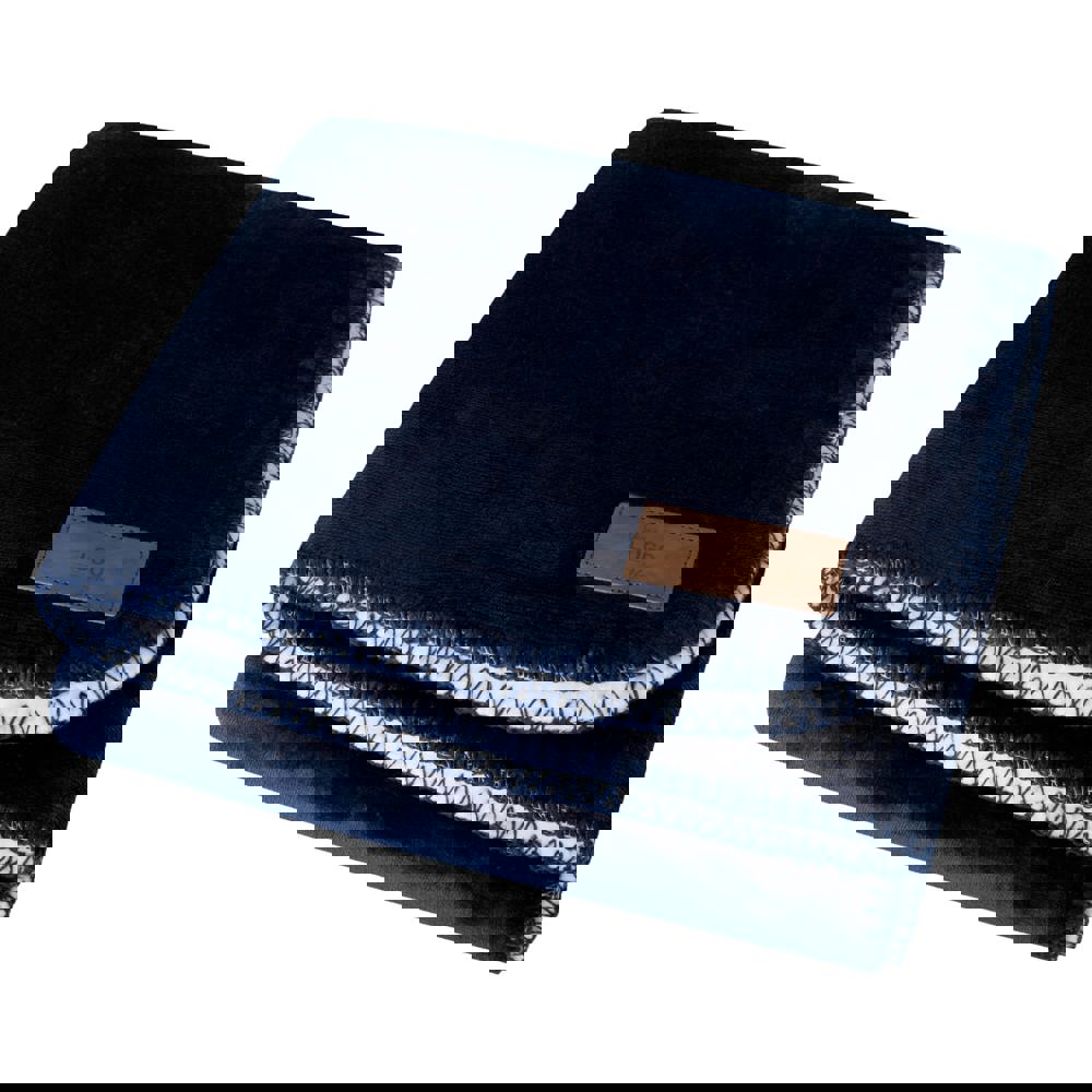 Fleecedecke mit Sherpa-Rückseite 150x120 cm, 500 gr/m² - Navy / Weiß