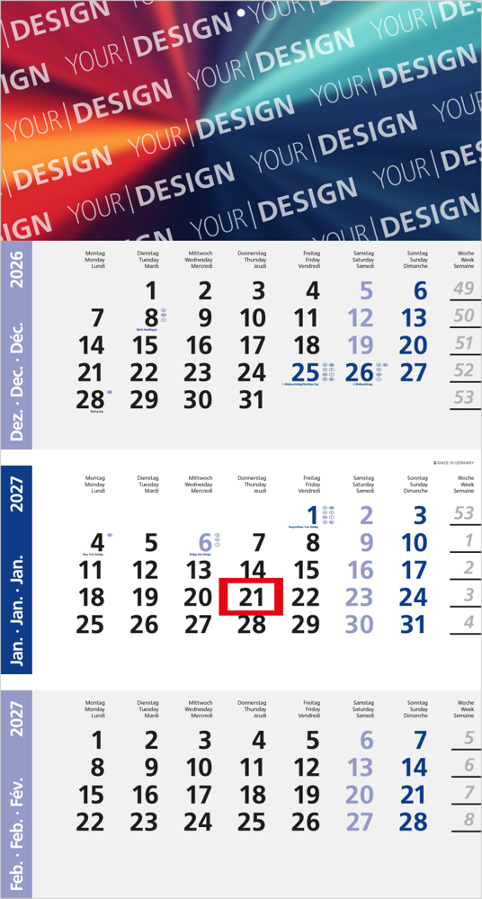 3-Monatskalender Einblatt Logic 3 Post A EXPRESS