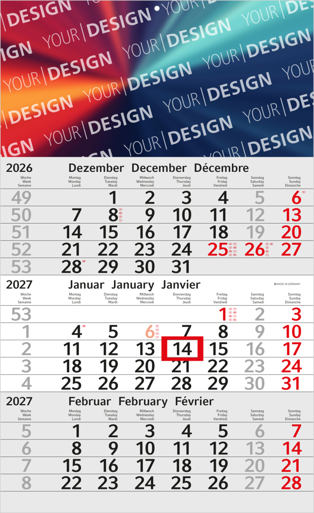 3-Monatskalender Einblatt Budget 3 EXPRESS