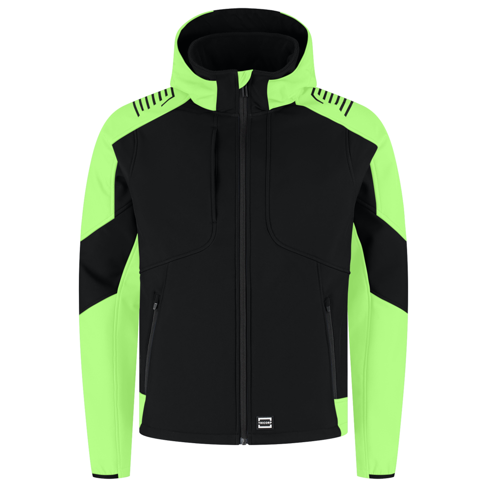 Softshelljacke Kapuze Bicolor Redefined - BlackLime