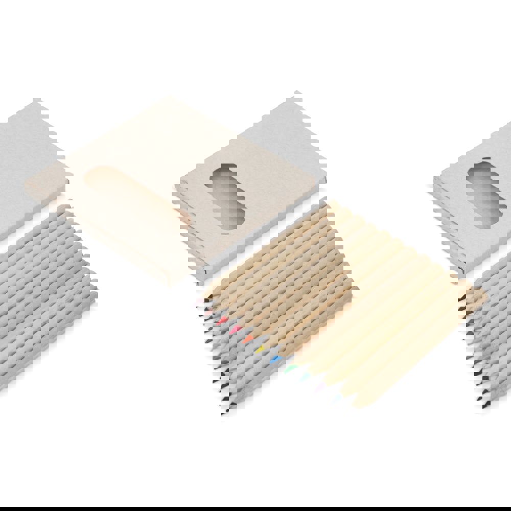 12 Buntstifte in einer Schachtel aus recyceltem Milchkarton