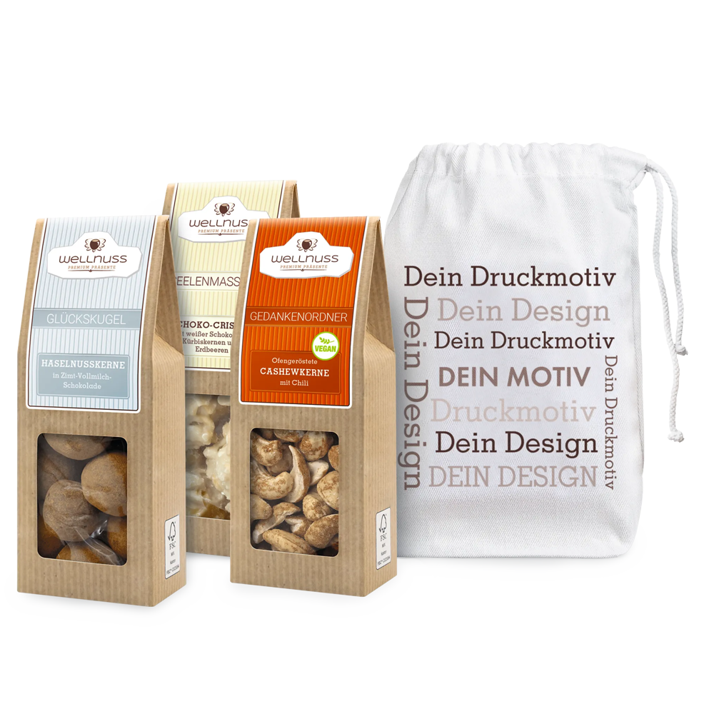 3 Premium Snacks im Baumwollsäckchen
