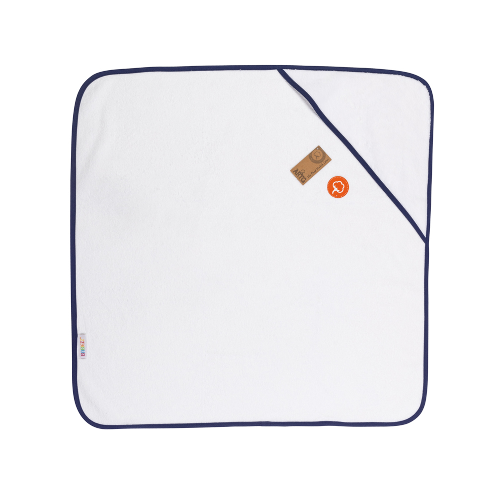 Babiezz® SUBLI Kapuzentuch Weiß /Dunkelblau