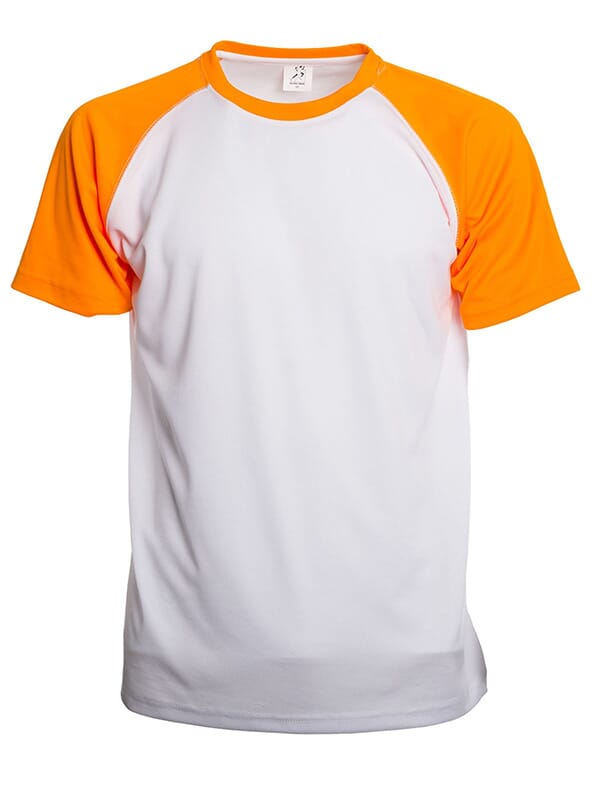 SP Trail T-Shirt, 140 gr/m2, 100% Polyester - Weiss/Fluo Orange