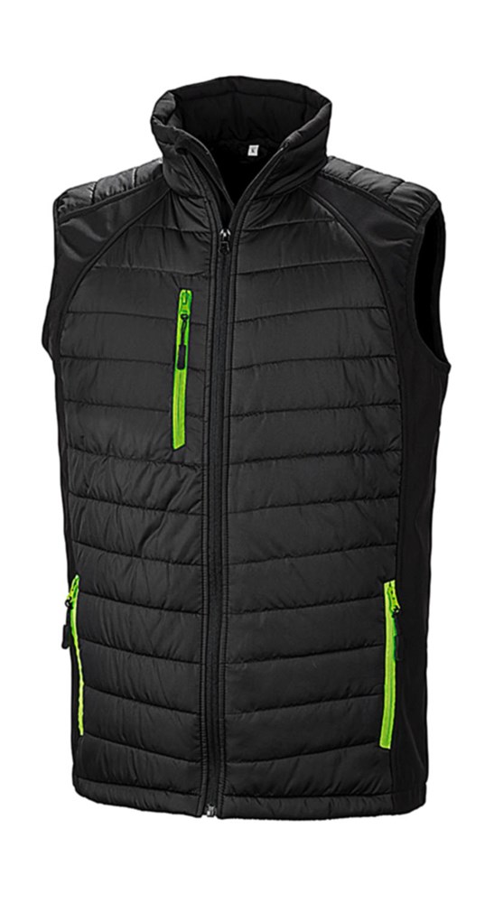 Compass Padded Softshell Gilet - Black/Lime