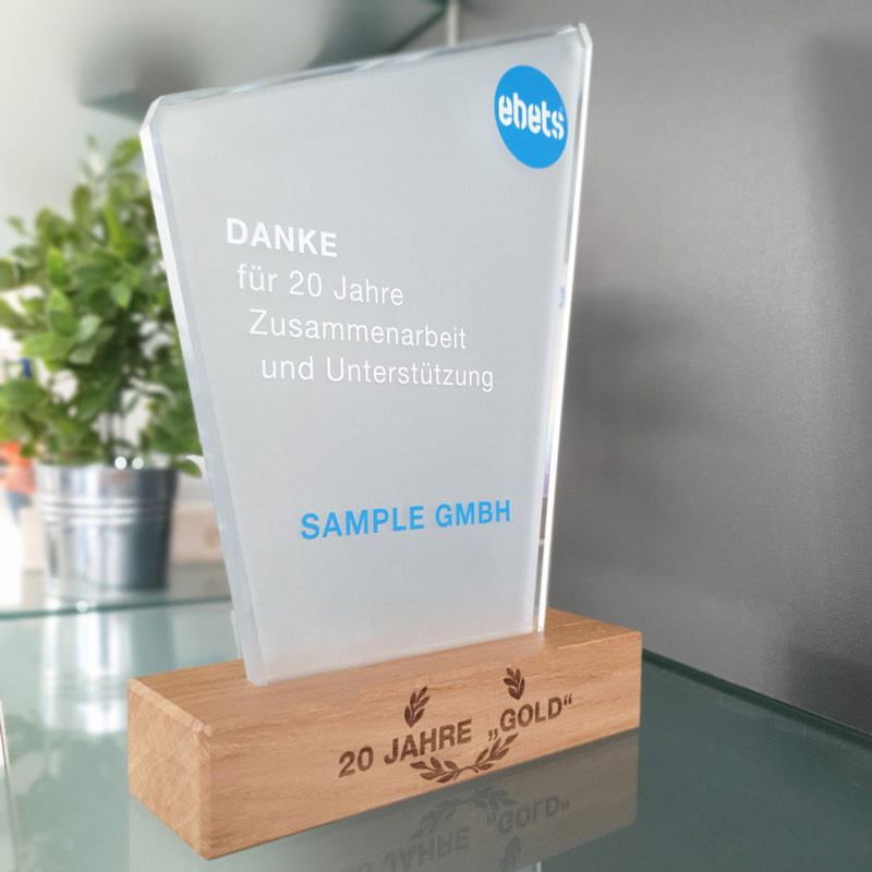 Glas Holz Trophy Success - Eichensockel