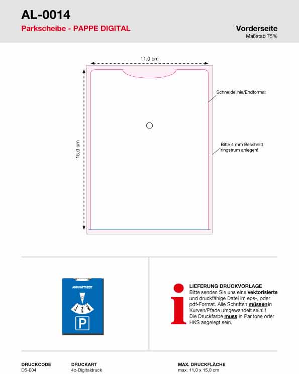 Allflash Parkscheibe Pappe Digital