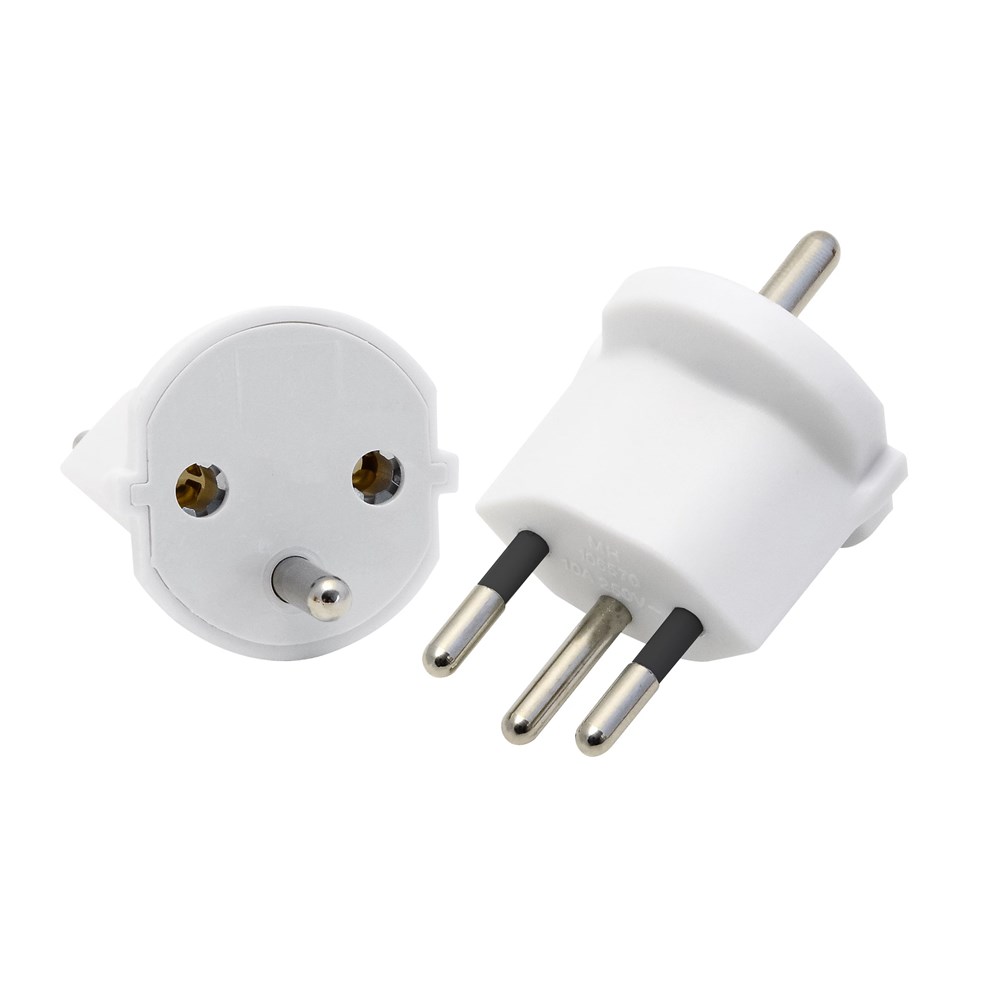 DE-zu-CH Stecker Fix-Adapter (Schuko) - weiss