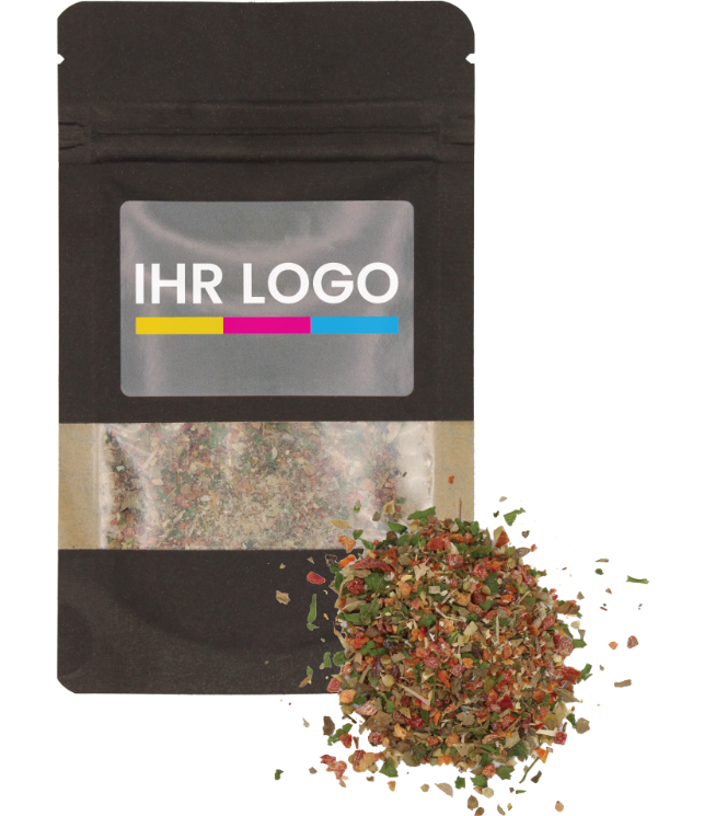 Bruschetta Gewürz verpackt im Doypack Beutel klein Schwarz
