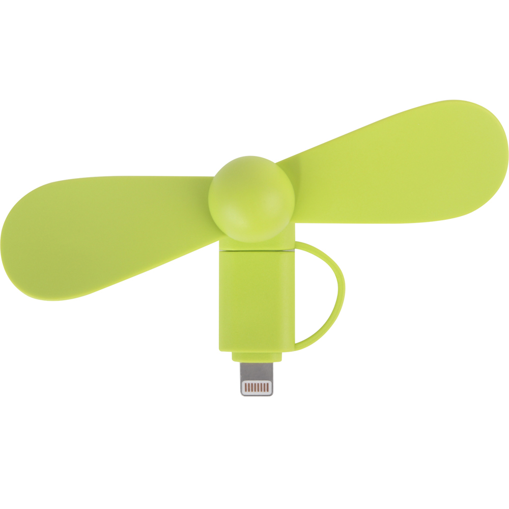 2 in 1 PROMO-Ventilator mit Lightning (Apple) und Type C USB  Anschluss - grün gedeckt