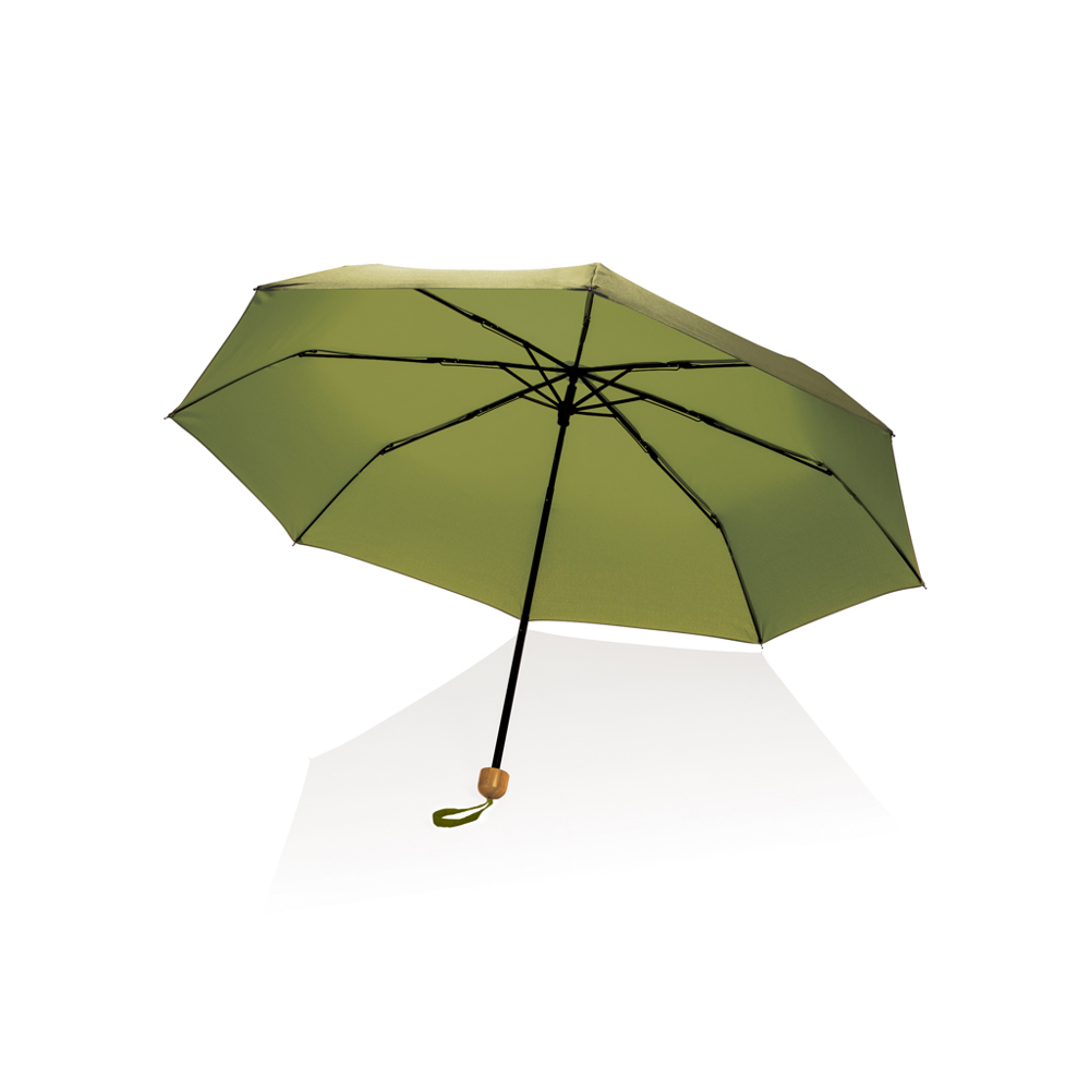 20.5" Impact AWARE™ RPET 190T Pongee Bambus Mini-Schirm - grün (± PMS 5753)
