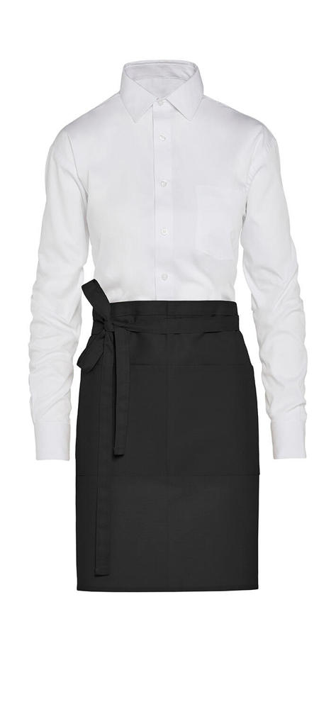 BRUSSELS - Short Recycled Bistro Apron with Pocket - Black