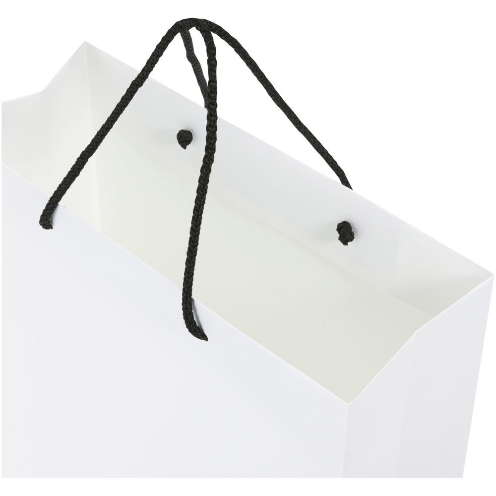 Handgefertigte 170 g/m² Integra-Papiertüte mit Kunststoff Kordelgriffen – 31 × 12 × 41 cm