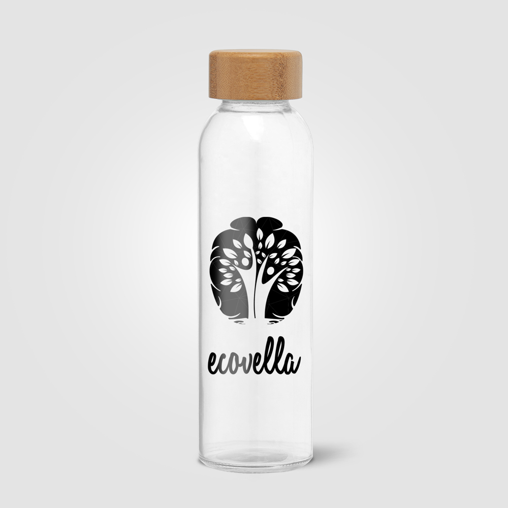 Alpine - 500 ml Glasflasche mit Bambus-Deckel - Klar (#FFFFFF)