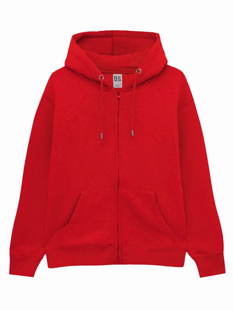 BS Vega Hoodie mit durchgehendem Reißverschluss, 280 gr/m² - Rot (PMS 186c)