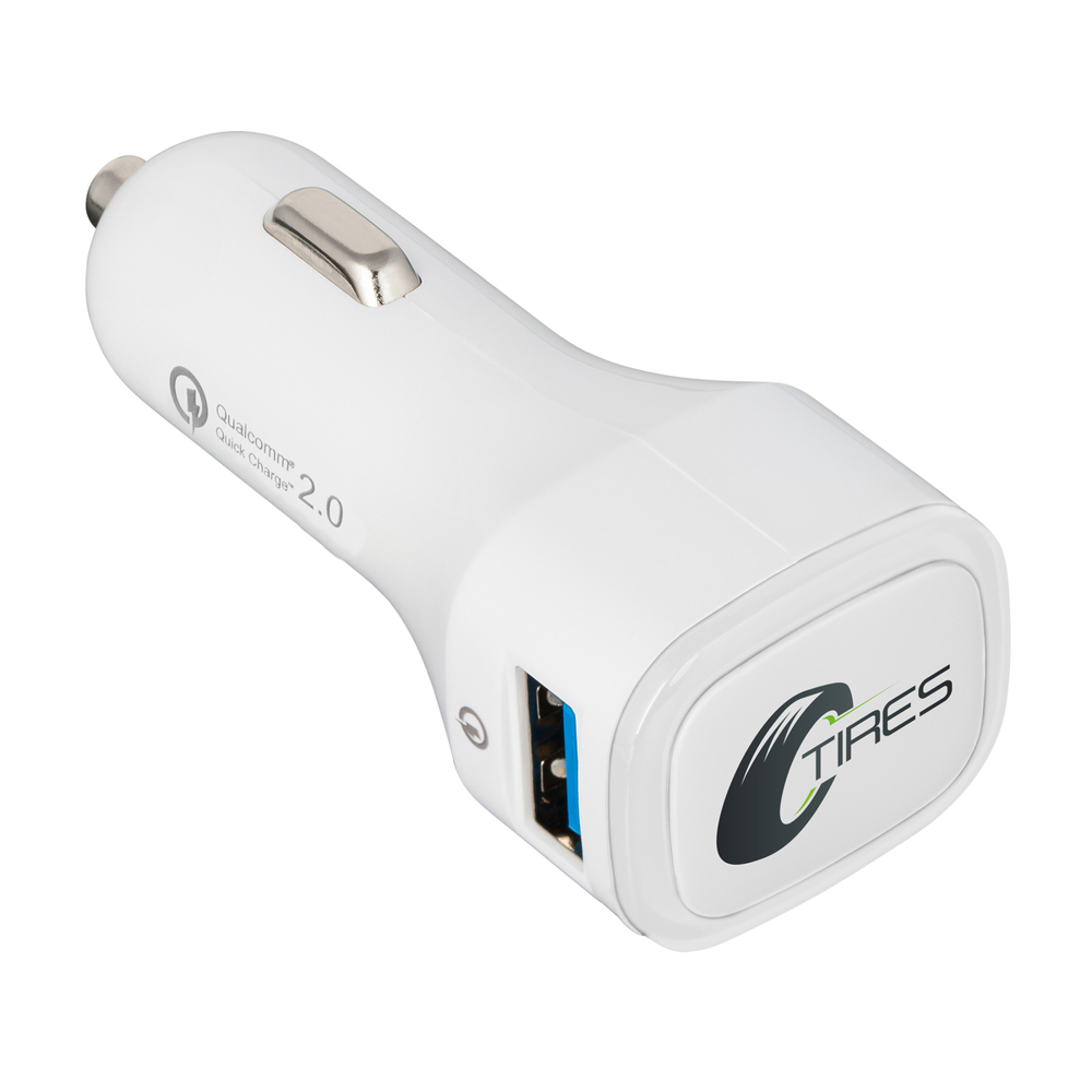 USB-Autoladeadapter Quick Charge 2.0® COLLECTION 500 - transparent, weiß / transparent