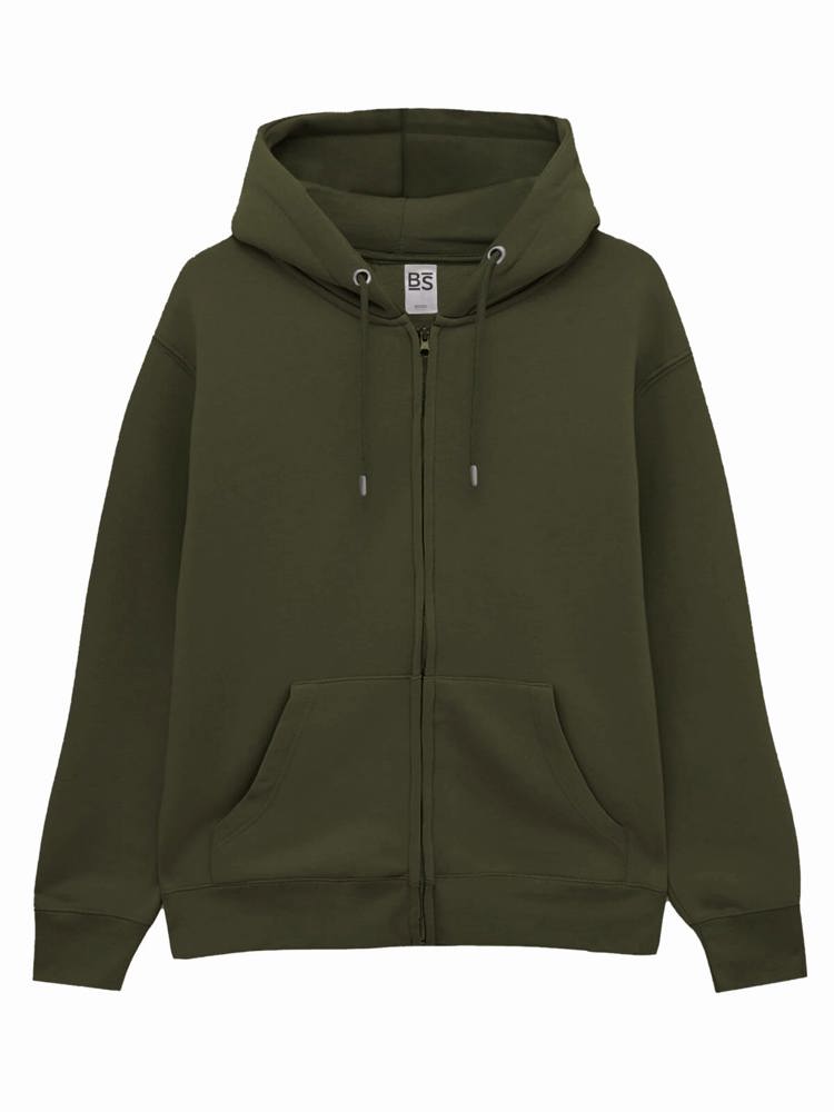 BS Vega Hoodie mit durchgehendem Reißverschluss, 280 gr/m² - Olivgrün (PMS 418C)