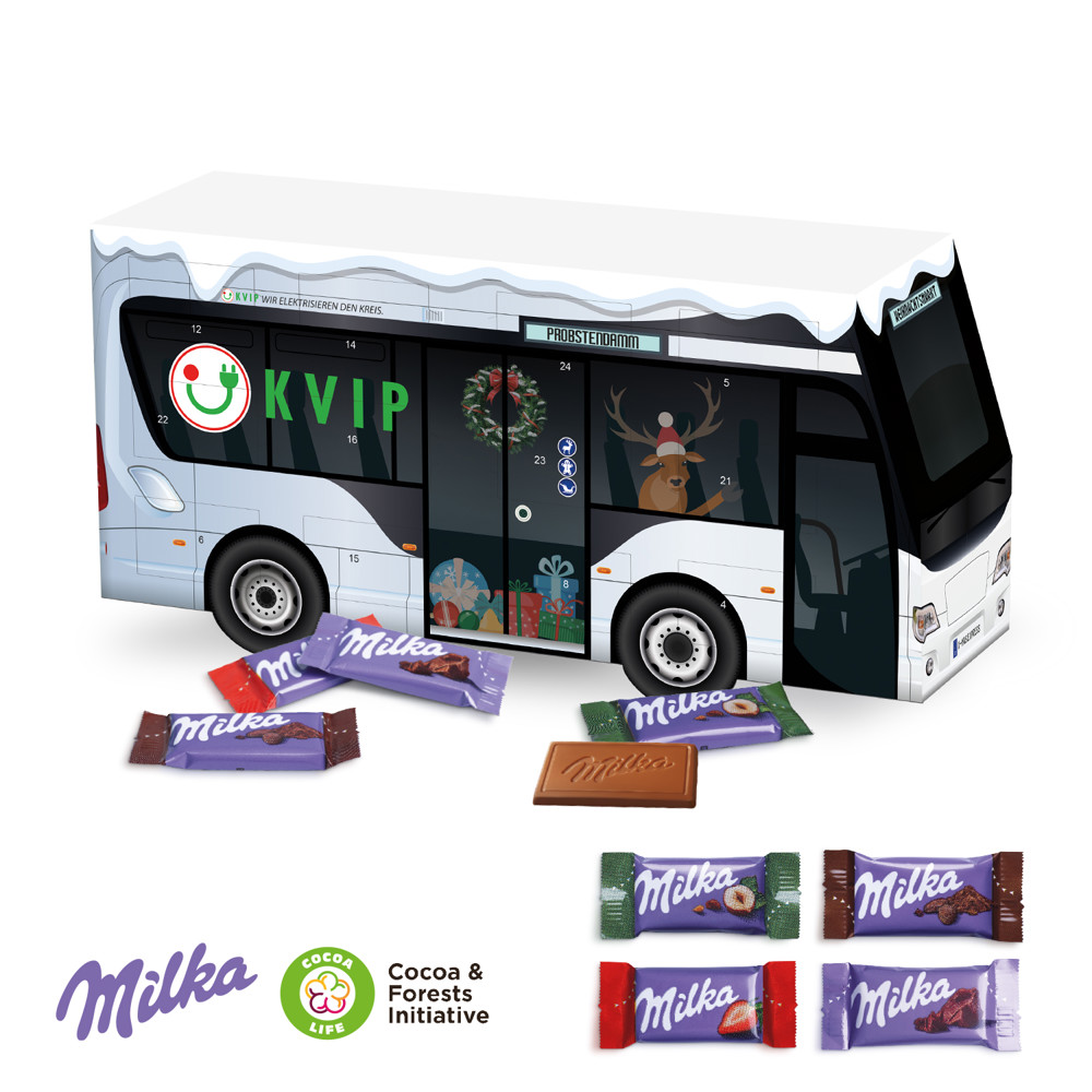 3D Adventskalender "Bus" mit Milka Schokolade