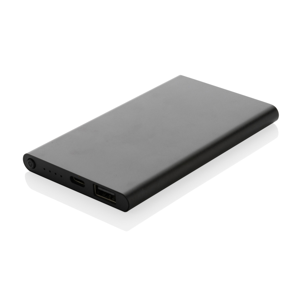 4.000mAh Type-C Powerbank aus RCS recyeltem ABS & Aluminium - schwarz (± PMS Black)