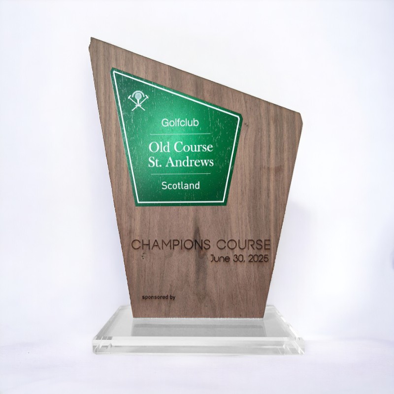 Holz Trophäe Glas Natur - Walnuss