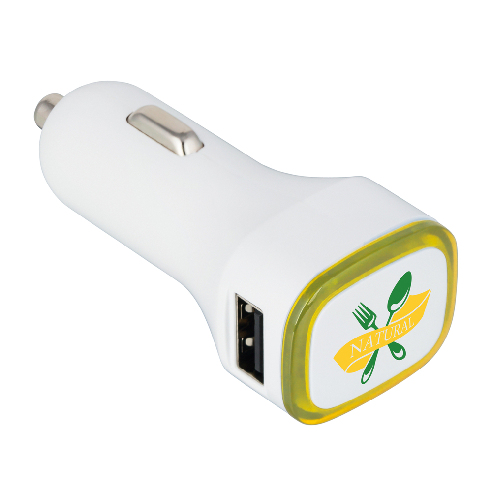 USB-Autoladeadapter COLLECTION 500 - gelb, weiß / gelb