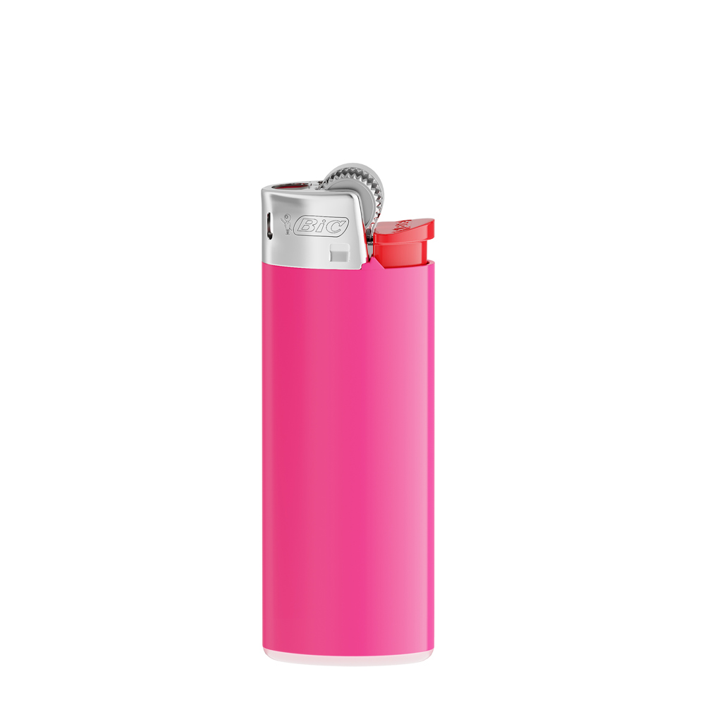 BIC® J25 Standard Feuerzeug - Corpus Pink/Boden Weiss/Drücker Rot/Chromkappe