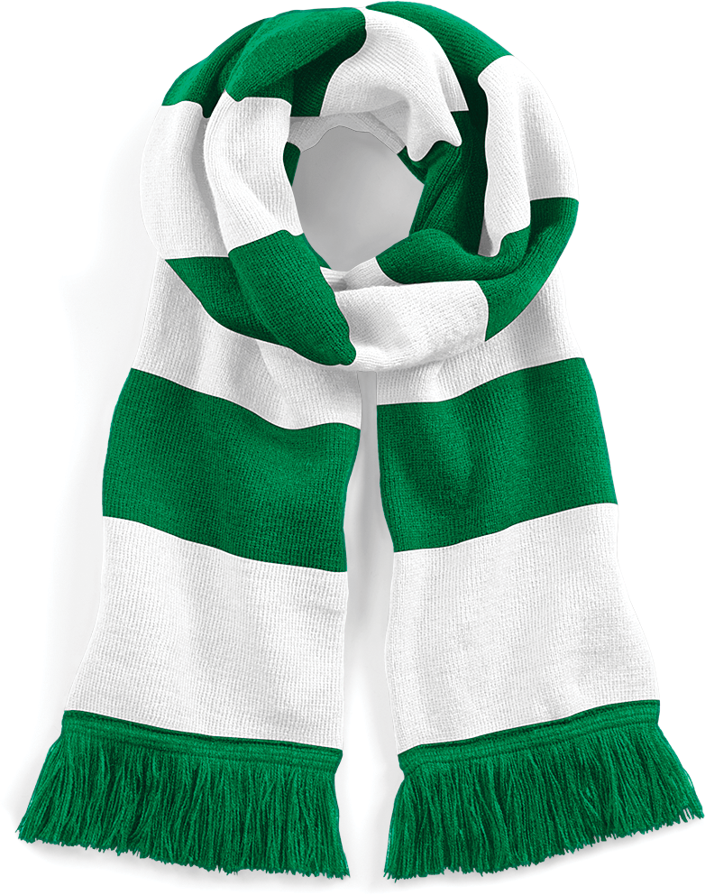 B479 - Streifenschal Stadium - Kelly Green / White