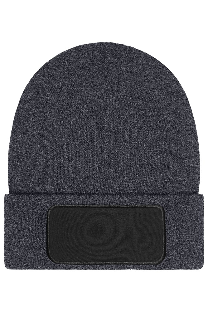 Beanie with Patch (10cm x 5 cm) - Thinsulate - Dark-grey-melange (ca. Pantone 433C)