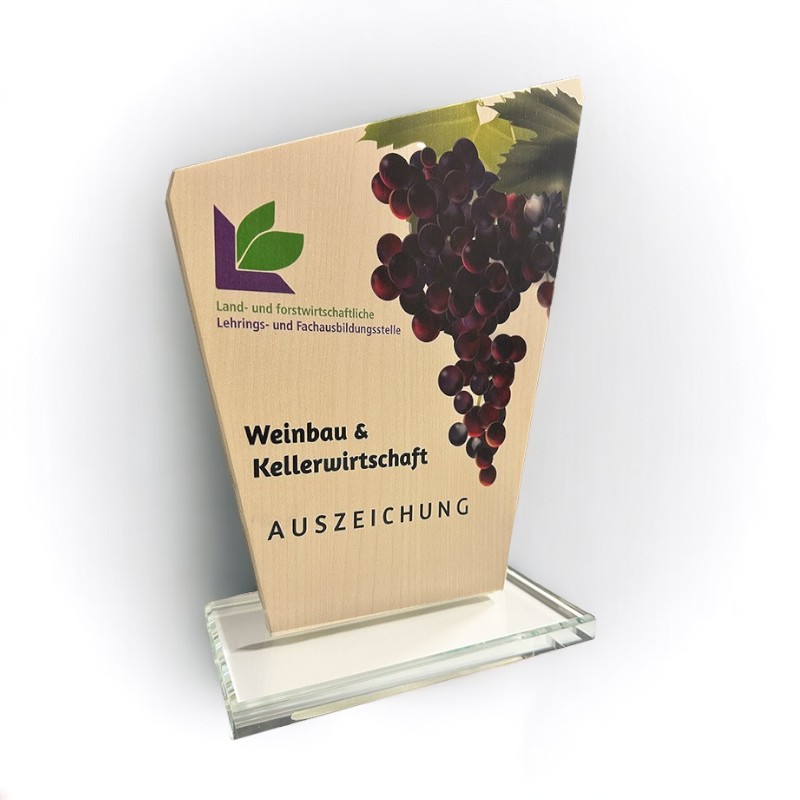 Holz Trophäe Glas Natur - Ahorn