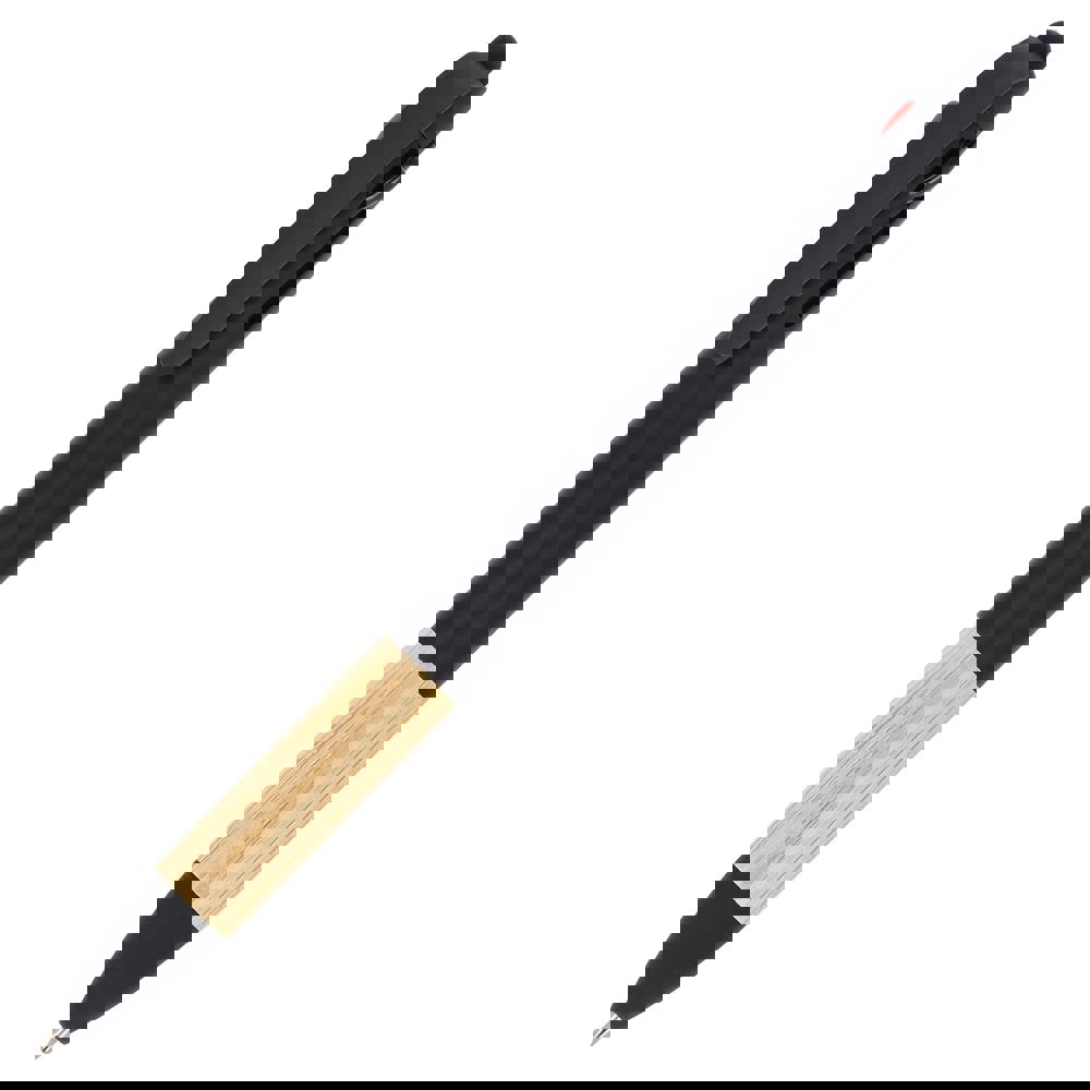 3-Farben-Stift mit Bambusgriff - Schwarz