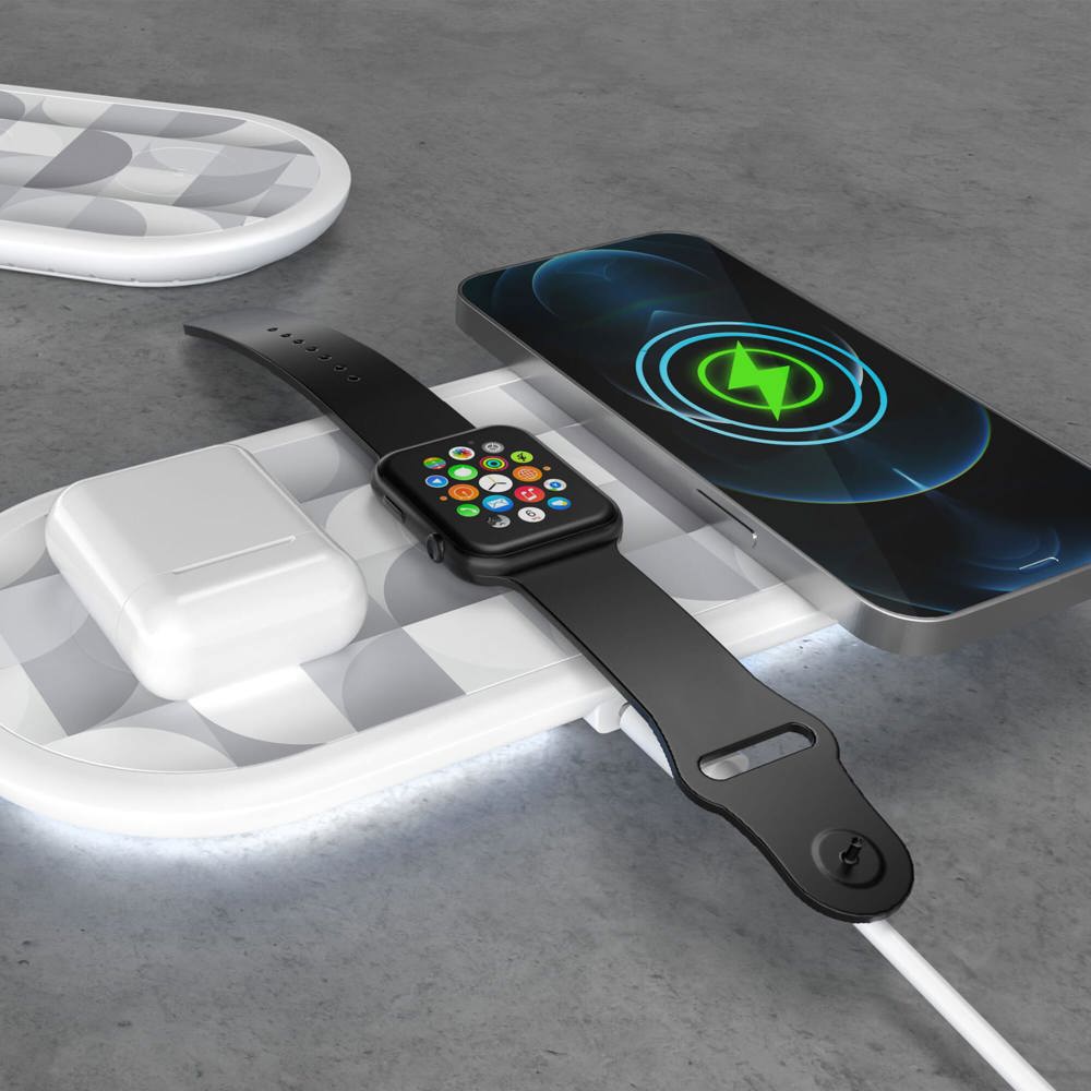 3-in-1 15 W Drahtloses Ladegerät für Handys, Apple Watch und AirPods.