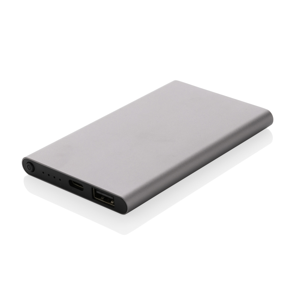4.000mAh Type-C Powerbank aus RCS recyeltem ABS & Aluminium - anthrazit (± PMS Cool Grey 10)